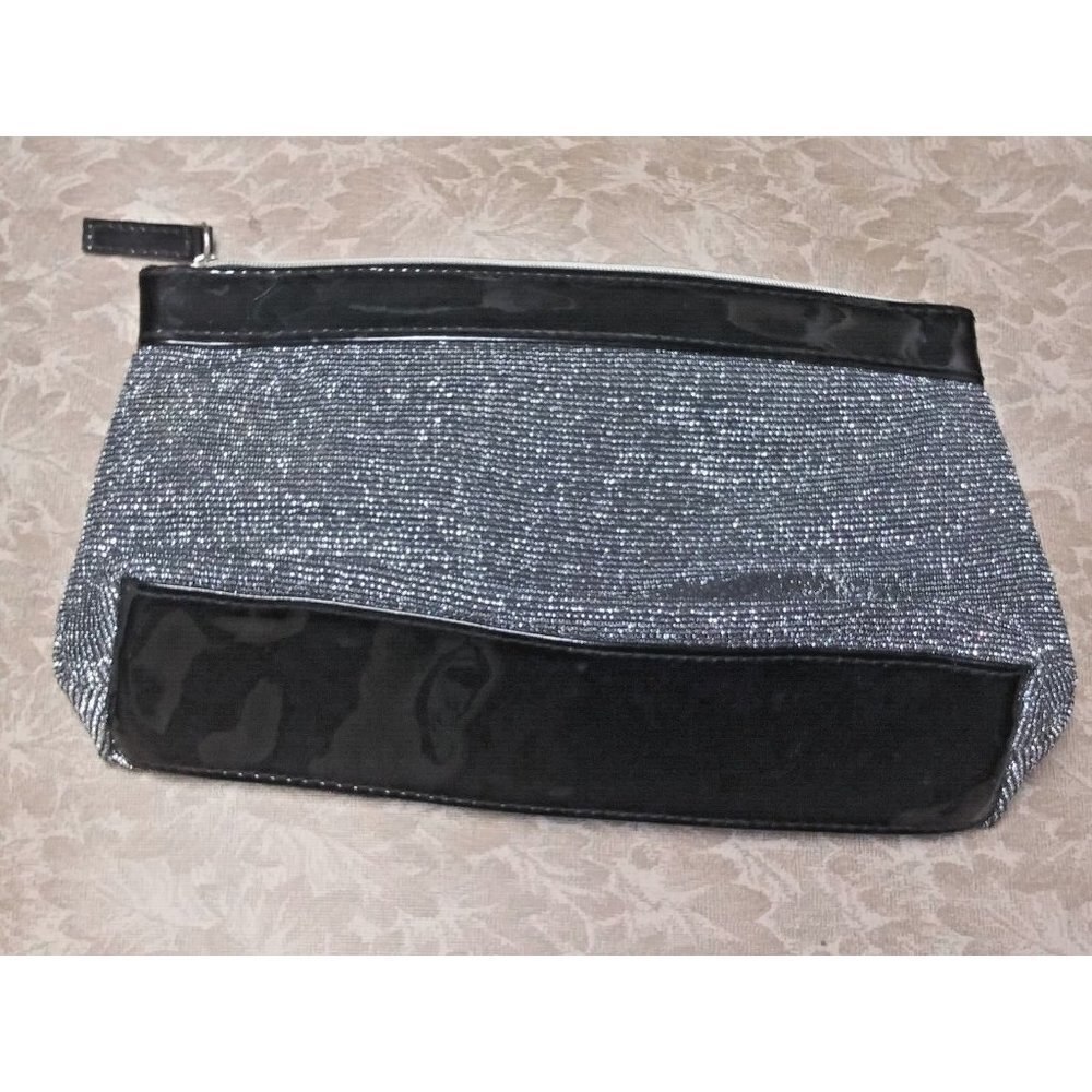 Lancome Makeup Bag Purse silver bling and black EUC excellent & very pretty